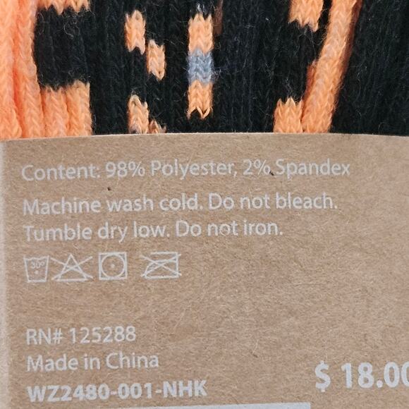 Rae Dunn Womens orange and black ankle socks pack of 10 pair size 5-10 - Picture 3 of 8